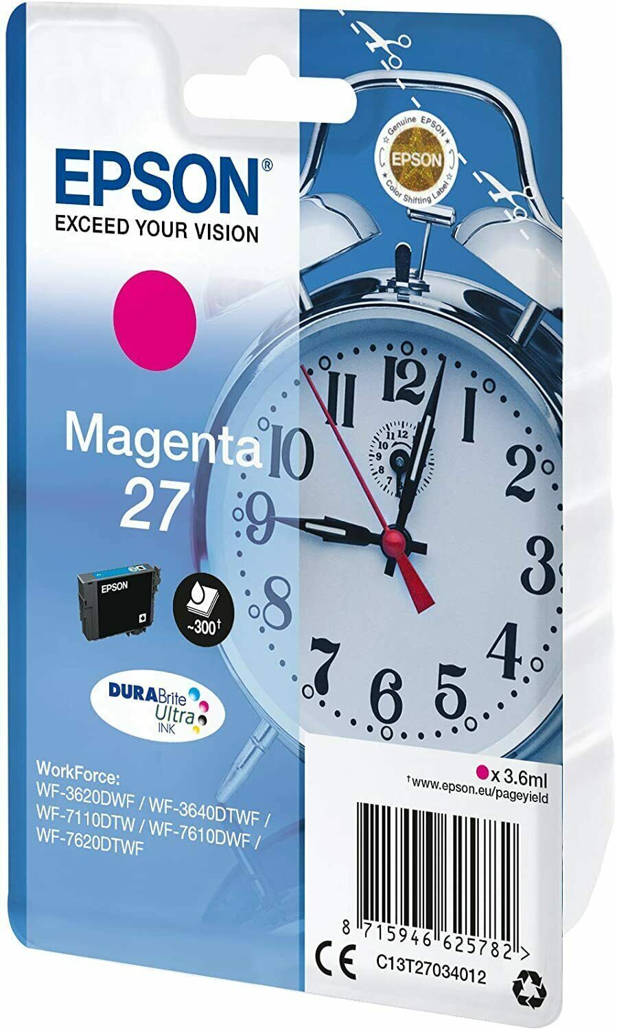 EPSON CARTUCCIA 27 MAGENTA C13T27034012 NUOVA ORIGINALE