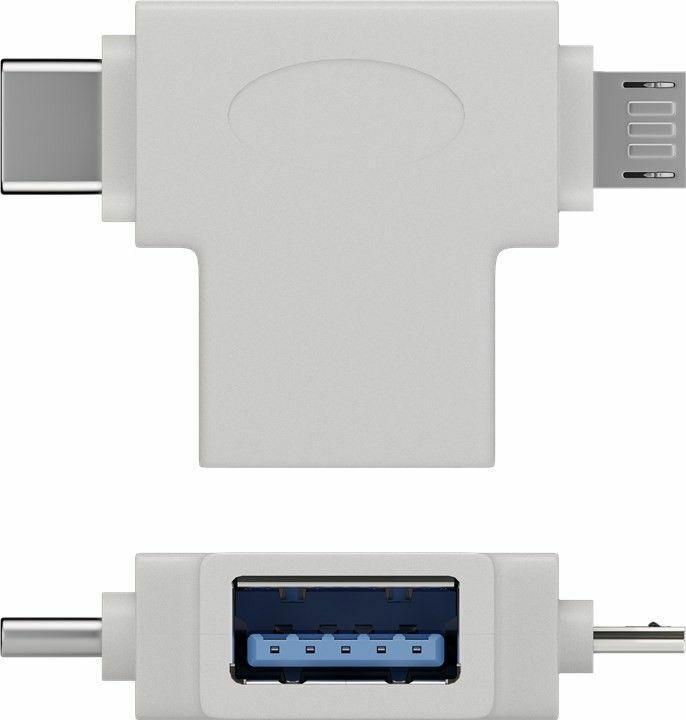 Goobay Adattatore a T USB-A, Micro-B e USB-C™ Bianco