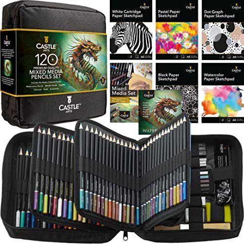 Castle Art Supplies Set di Strumenti Misti | 120+ Matite: Colorate, (T3q)