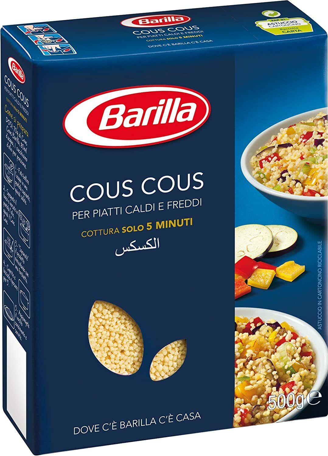 PASTA BARILLA COUS COUS TRADIZIONE MEDITERRANEA ITALIANA CUSCUS GRANA MEDIA 500g