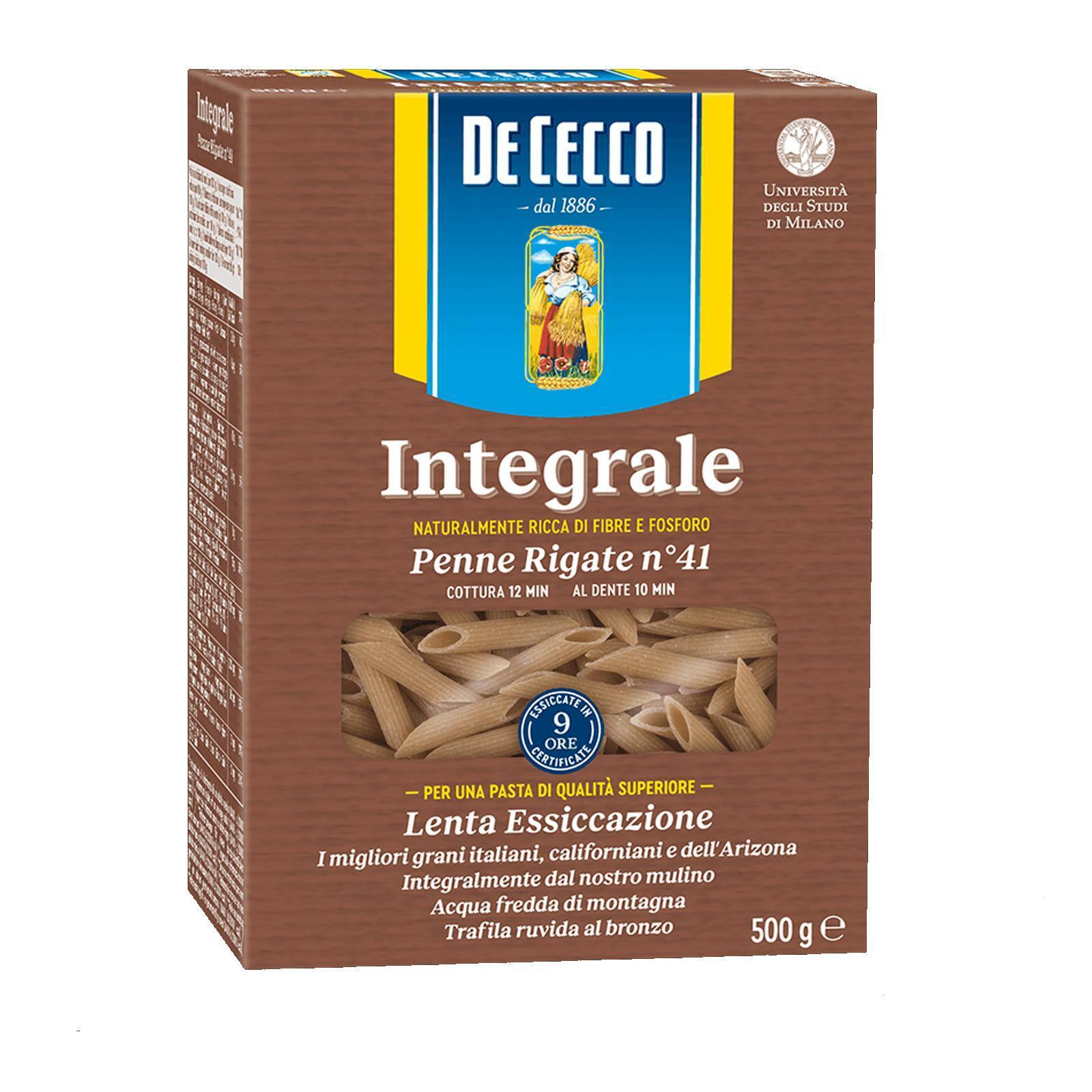 PASTA DE CECCO INTEGRALE PENNE RIGATE 500 GR PASTA PRIMO SEMOLA GRANO DURO