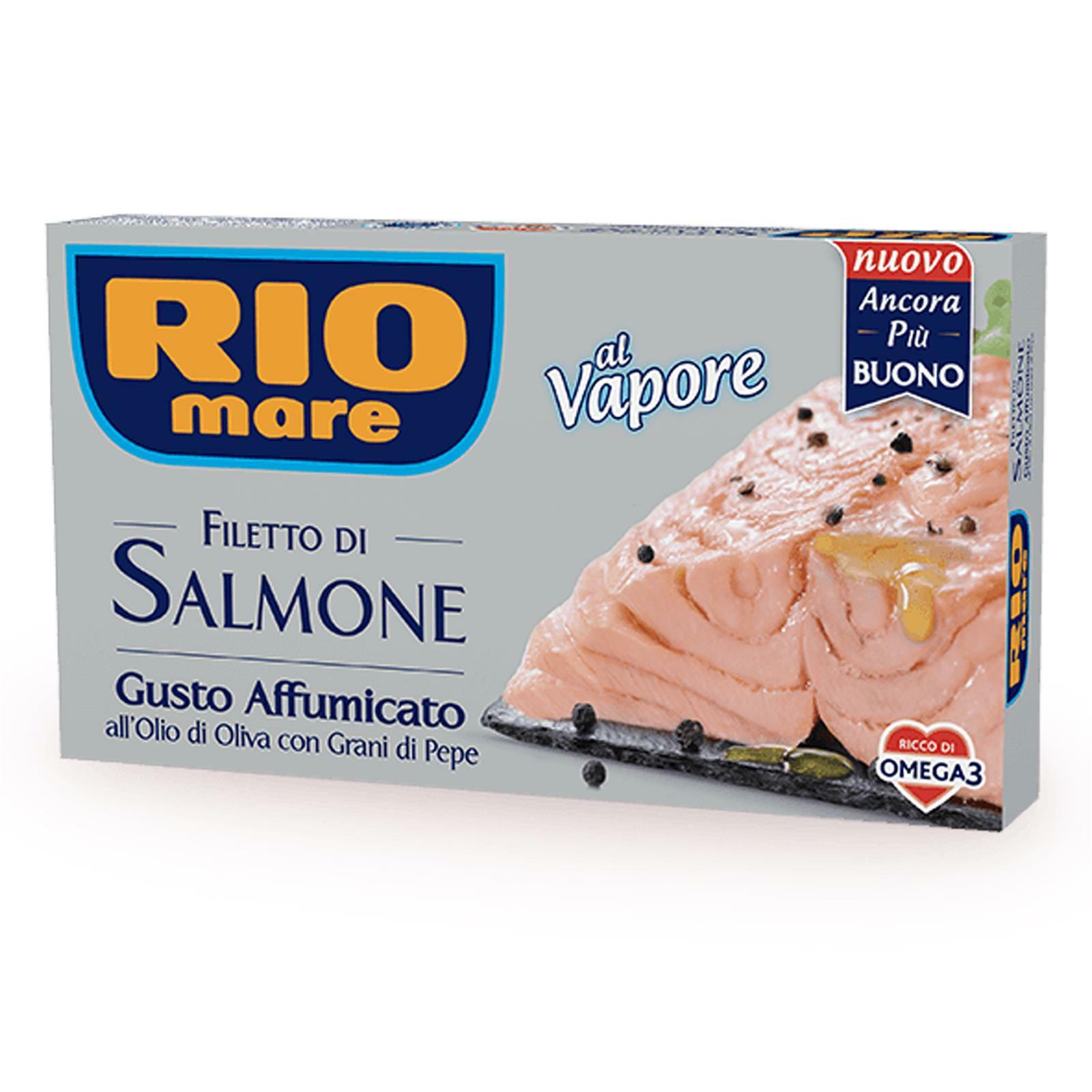 FILETTO DI SALMONE GUSTO AFFUMICATO CON OLIO E PEPE RIO MARE 150 GR AL VAPORE