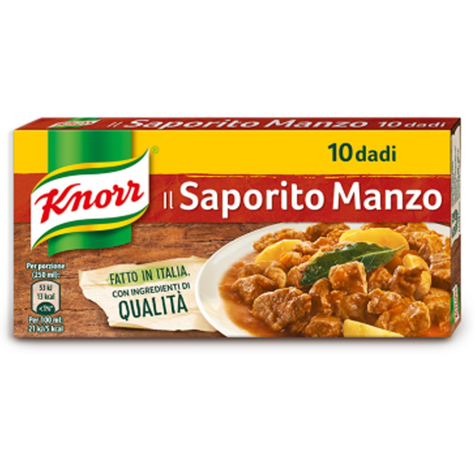 ASTUCCIO DA 10 DADI KNORR IL DADO SAPORITO MANZO CARNE PEZZI BRODO RISOTTO CUBI