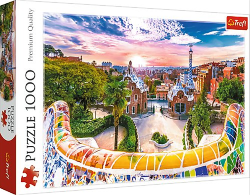Puzzle 1000 elementów. Zachód słońca nad Barceloną, Hiszpania