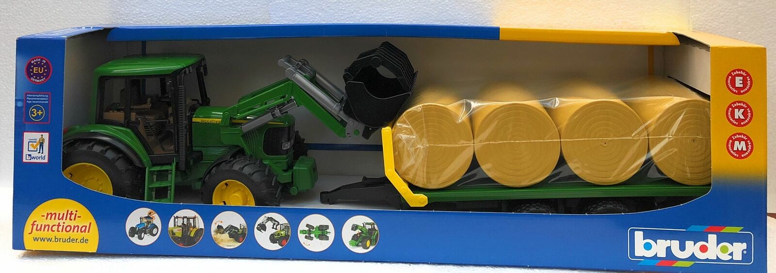Bruder 01634 - John Deere 6920 - 02052 con carro trasporta balloni - 02220 color