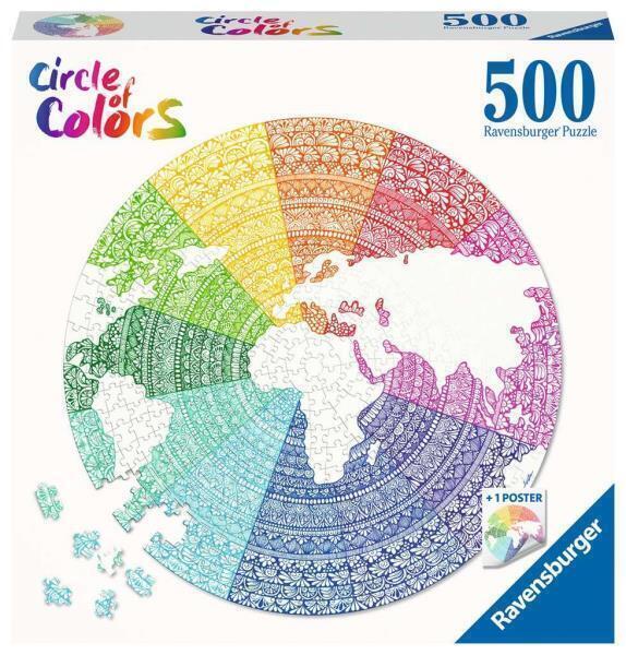 Puzzle 500 elementów, koło. Paleta kolorów. Mandala