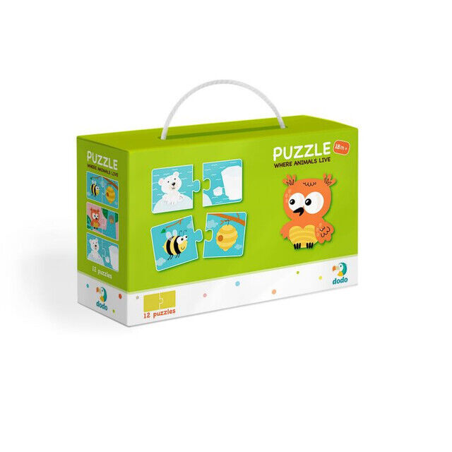 Puzzle duo 12x2 elementy. DODO. Gdzie żyją zwierzęta