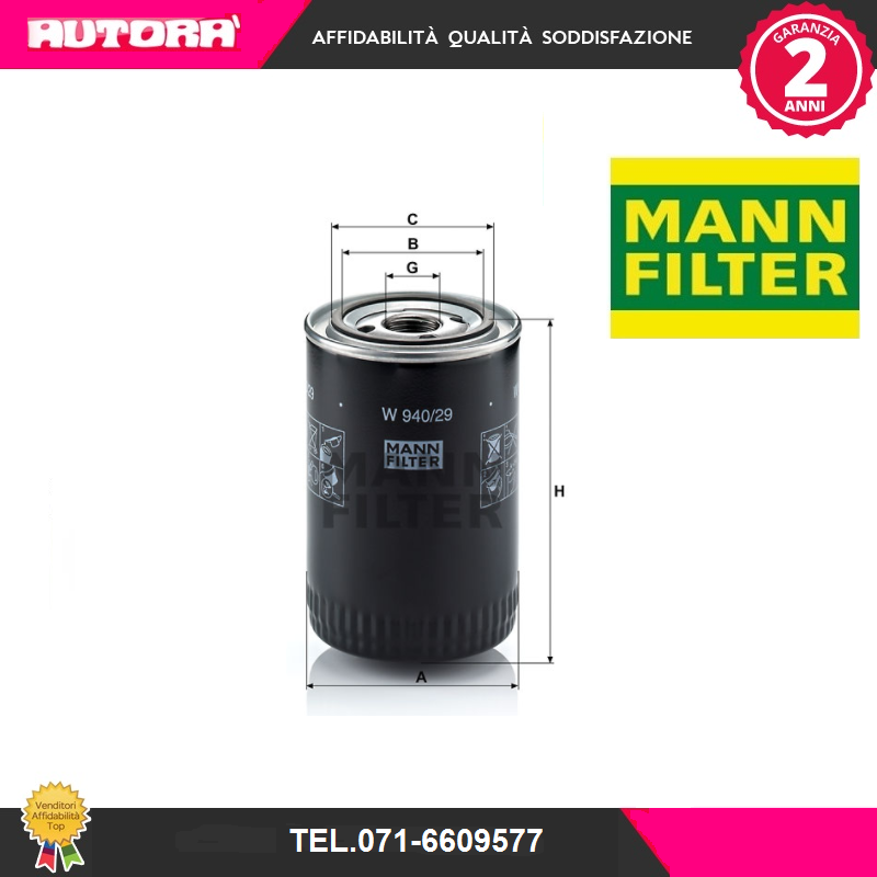W94029 Filtro olio (MARCA-MANN FILTER).