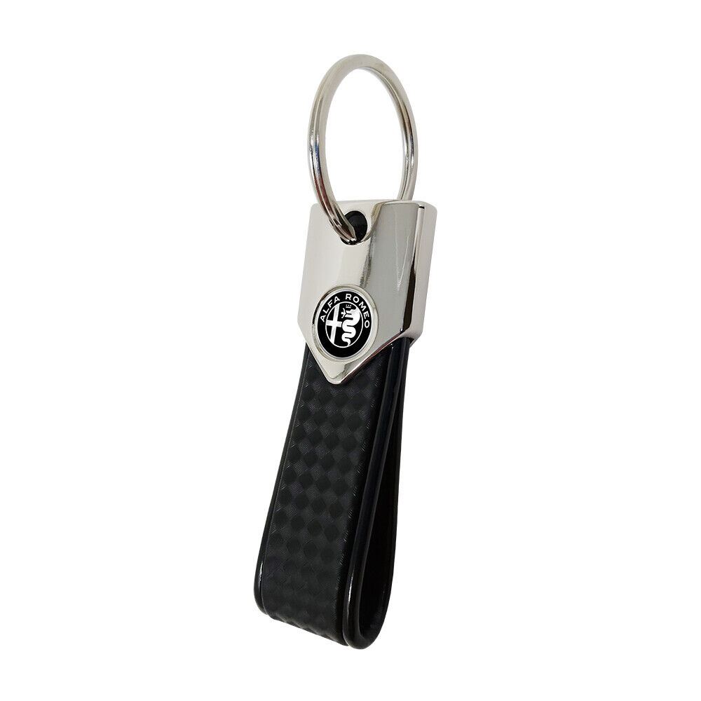 Portachiavi Elite Alfisti, Carbon Nero con Logo Alfa Romeo Black