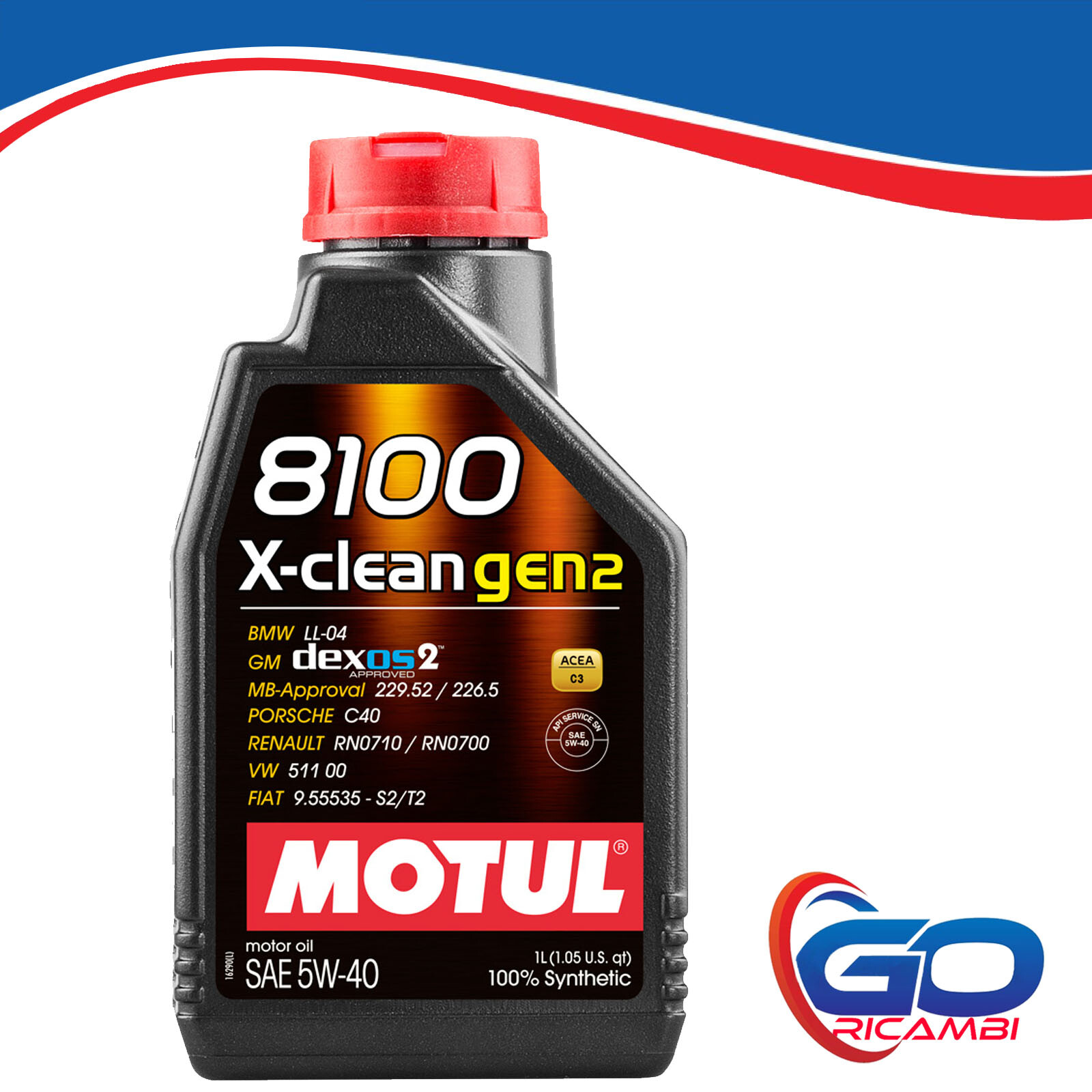 1 LT Motul 8100 X-Clean 5W40 Olio Motore 100% Sintetico ACEA C3 API SN CF