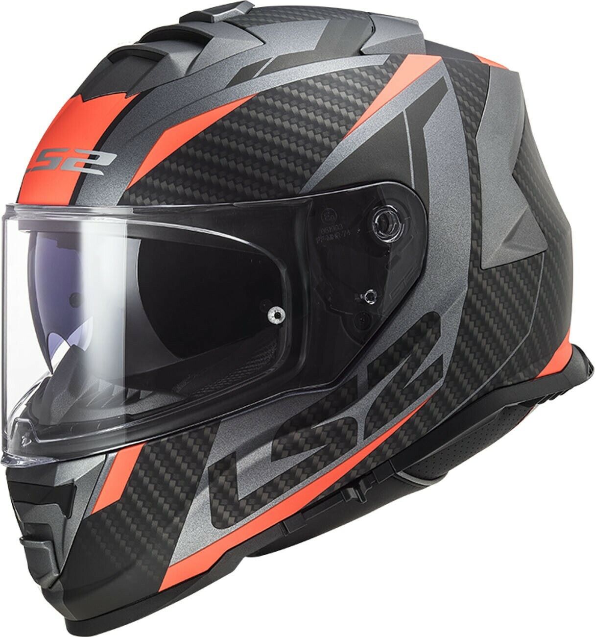 CASCO HELMET  INTEGRALE FF800 STORM RACER MATT TITANIUM FLUO ORANGE LS2 SIZE XS