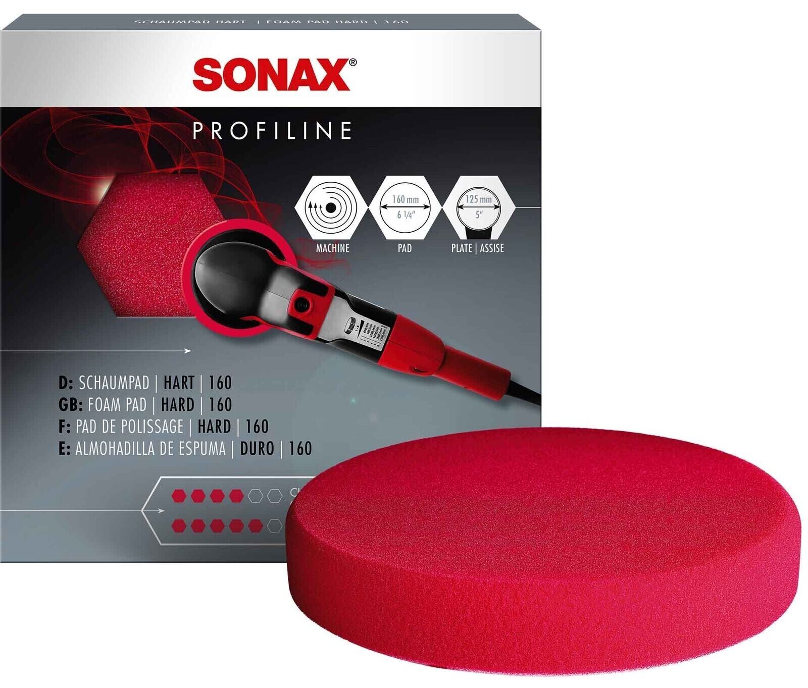 Tampone SONAX duro 160 mm tampone lucidante spugna rosso
