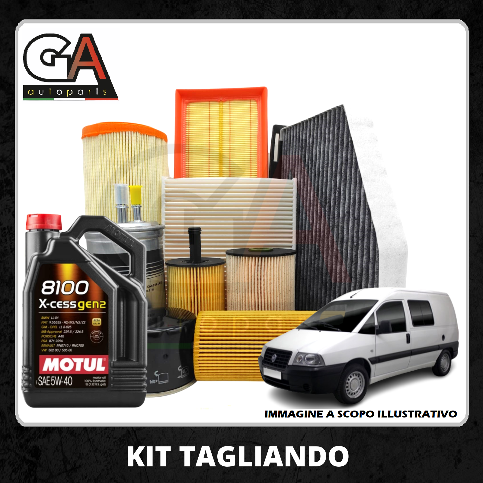Kit tagliando Fiat Scudo 220 2.0 HDI olio motore Motul 8100 x-cess 5w40 gen2 5LT
