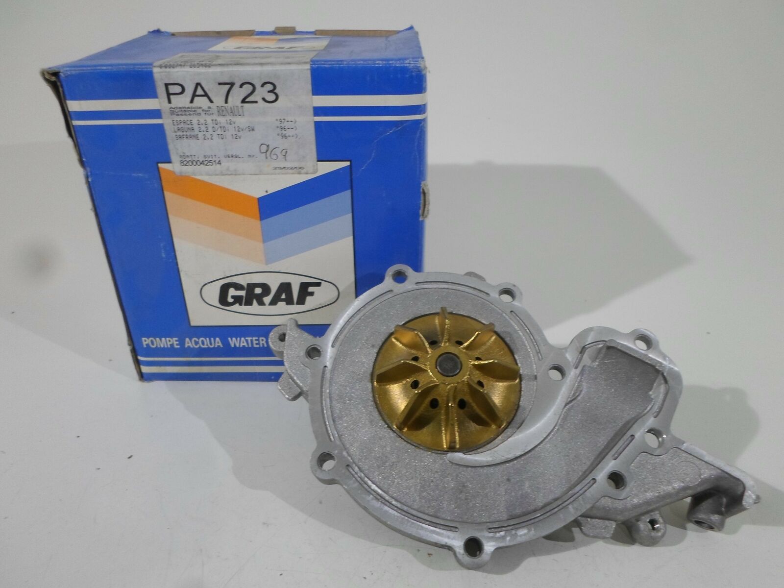 POMPA ACQUA WATER PUMP ORIGINALE GRAF PER FOR RENAULT LAGUNA - ESPACE 2.2 D