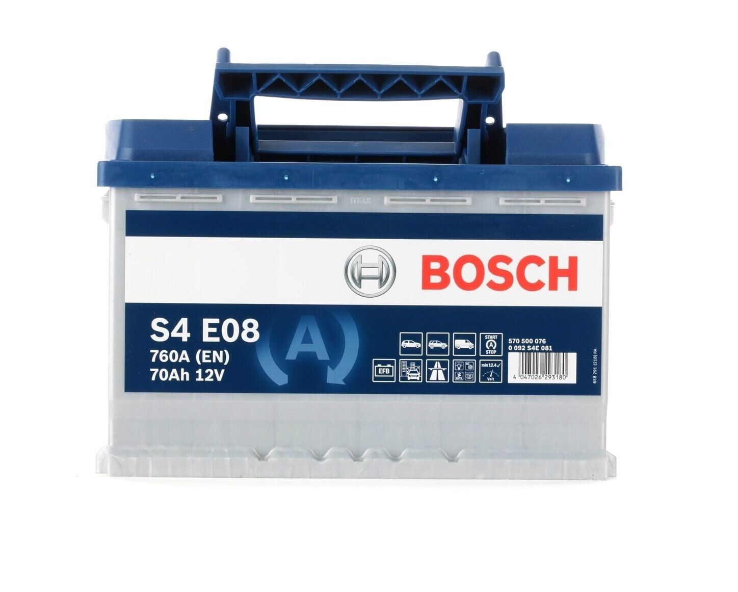 BOSCH BATTERIA AUTO S4 12V 70AH 760A EFB START & STOP +DX 278X175X190
