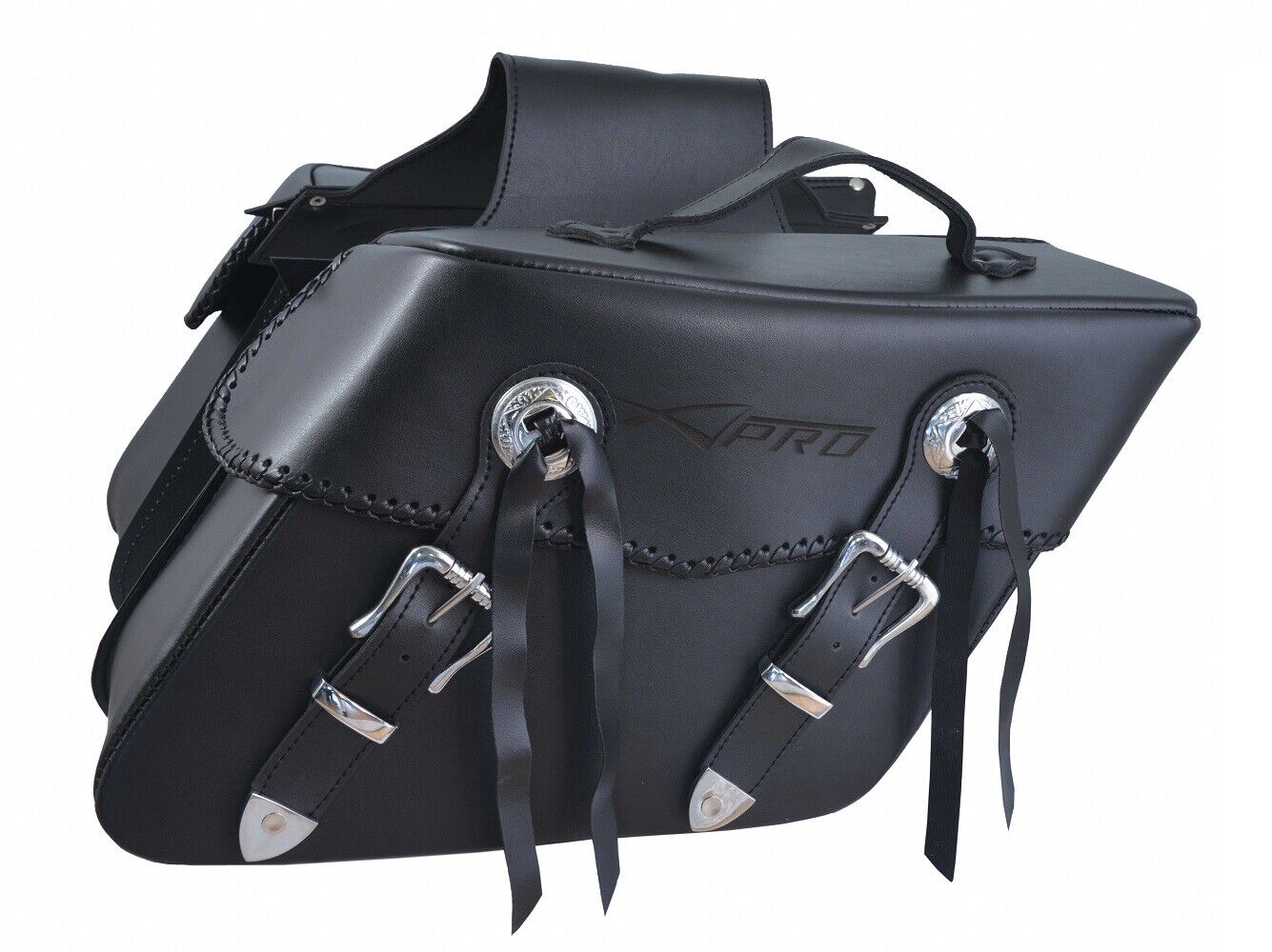 Fringed Panniers Bag Pair Saddle bag Luggage Custom Chopper Travel Bag Black
