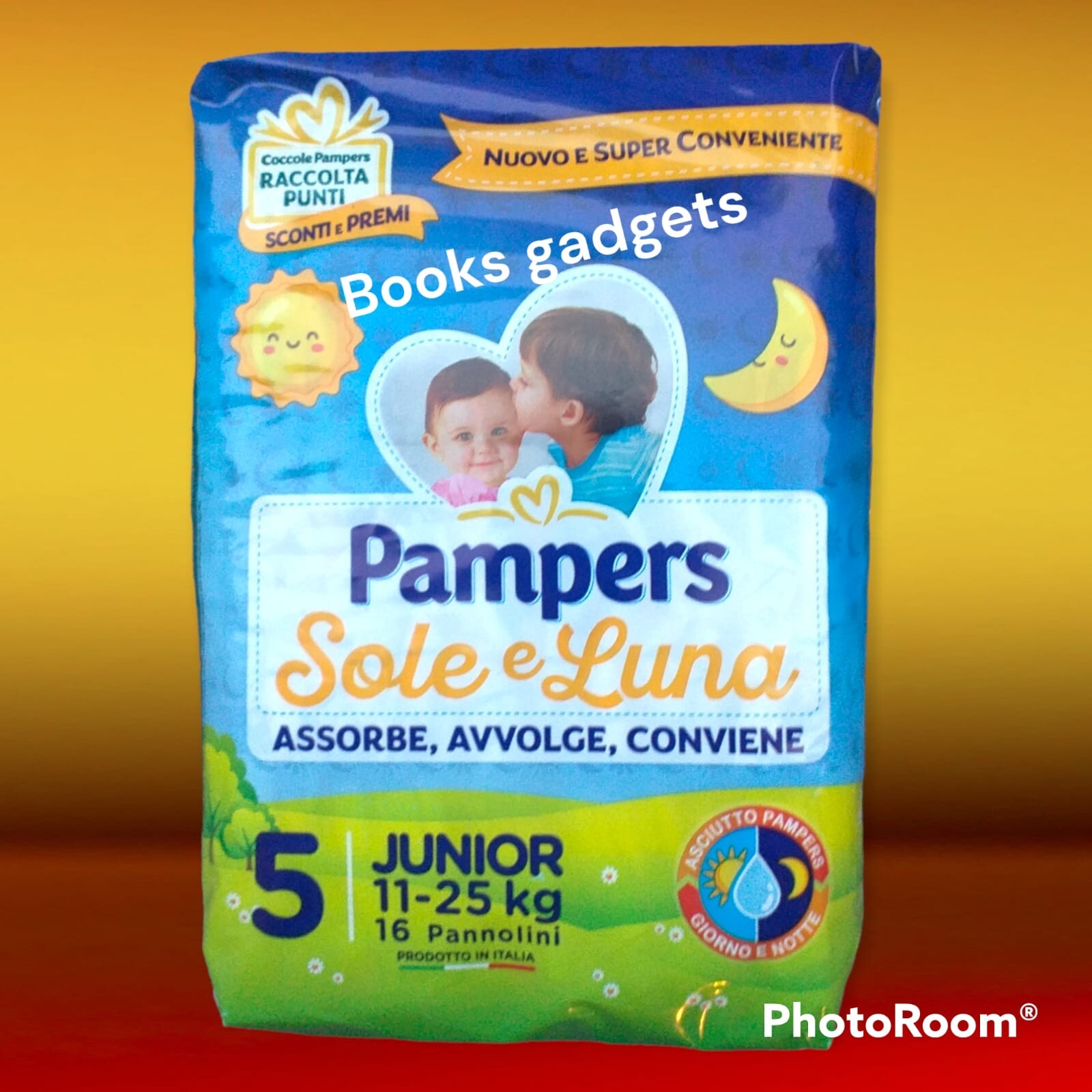 1 Pacco (16 Pannolini) Pannolino Pampers Sole e Luna Taglia 5 (11/25 Kg)