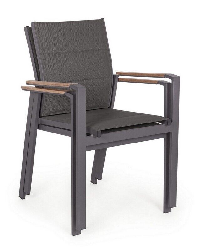 Sedia Kubik c/braccioli Antracite Bizzotto Cod.0662175 anche x esterno giardino