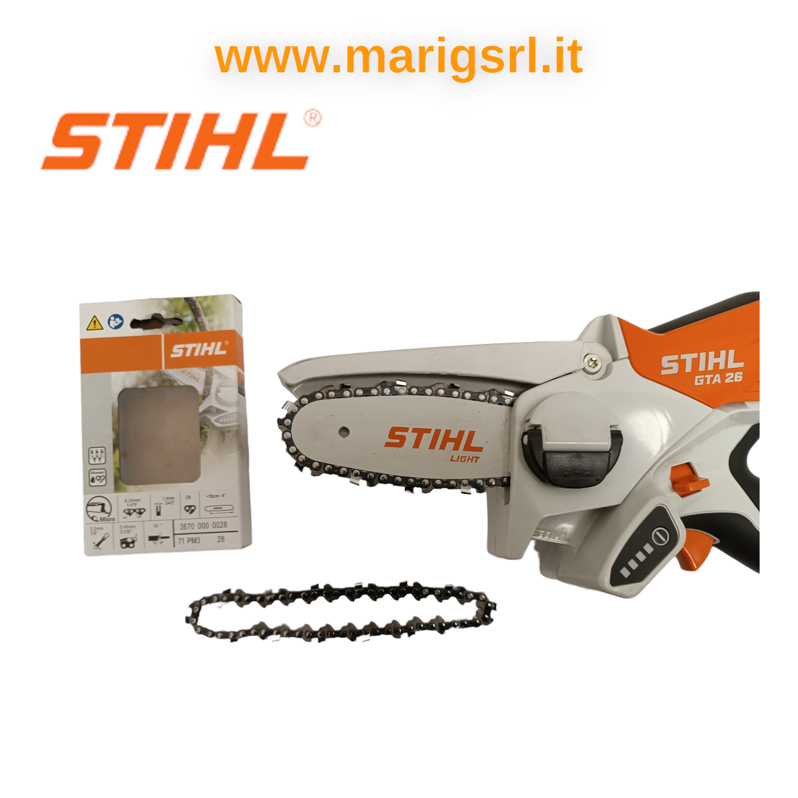CATENA STIHL PER POTATORE a batteria GTA 26 lungh 10 cm 1.1 mm Passo 1/4 28 magl