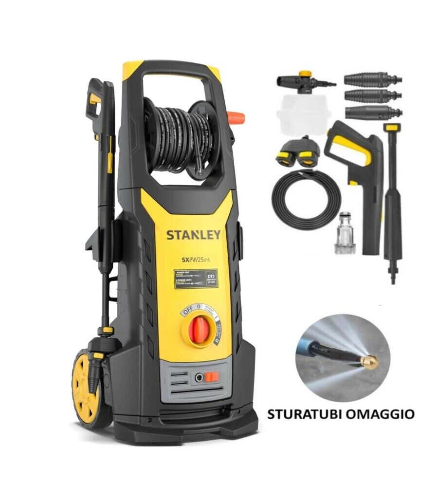 IDROPULITRICE ELETTRICA A FREDDO STANLEY CON STURATUBI "25DE" 150 BAR 810 L/H...
