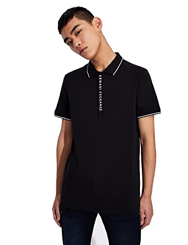 Armani Exchange Hidden Buttons, Stretch Cotton Polo, Blu, M Uomo
