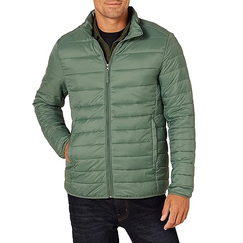 Amazon Essentials Piumino Leggero Impermeabile Pieghevole (Disponibile In Taglie Extra Forti) Uomo, Verde Abete, Xs