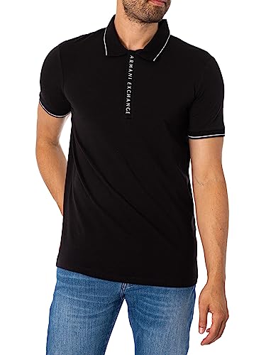 Armani Exchange Hidden Buttons, Stretch Cotton, Polo, Uomo, Nero, L