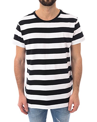 Urban Classics Block Stripe Tee T-Shirt, Nero/Bianco, S Uomo