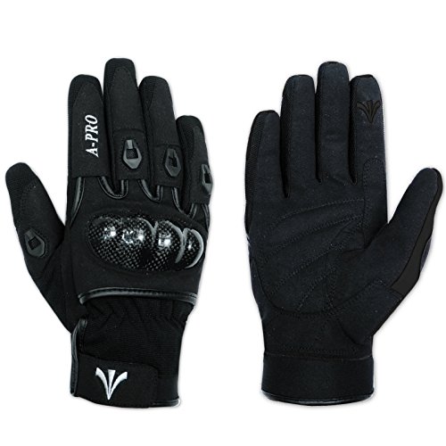Guanto Moto Tessuto Tecnico Corto Protezioni Carbonio Traspirante Nero Xl