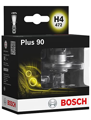 Bosch H4 Plus 90 Lampadine Faro, 12 V 60/55 W P43T, Lampadine X2