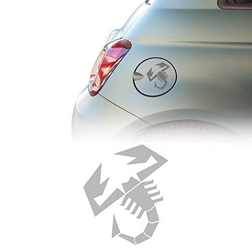 Quattroerre Adesivo Ufficiale Abarth Per Tappo Serbatoio Fiat 500 Abarth, Scorpione, 120 Mm (Argento)
