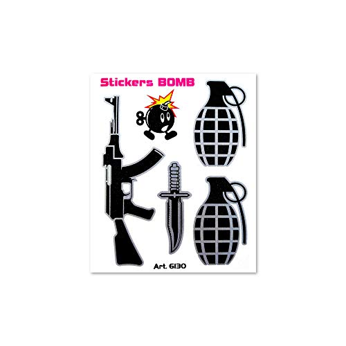 4R Quattroerre.It 6130 Adesivi Sticker Bomb Armi, 10 X 12 Cm