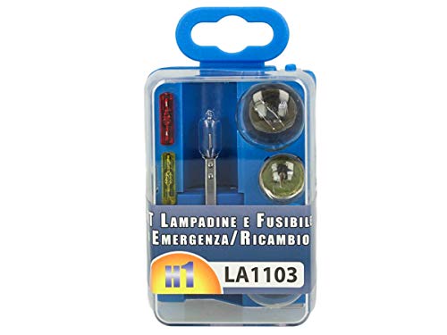Carall Kit Ricambio Lampadine Auto Emergenza Alogena 12V H1 P21/5W P21W R5W T10 Fusibili Piatti,Totale 8 Pezzi