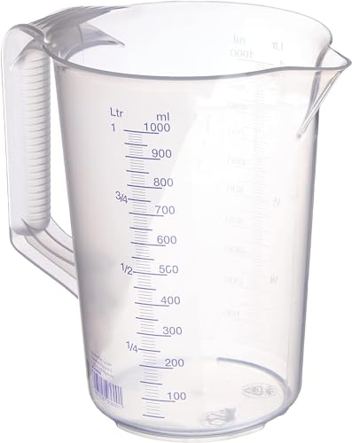 Hünersdorff Caraffa Graduata 1L | Polipropilene (Pp) | Infrangibile E Lavabile In Lavastoviglie | Manico Chiuso | Scala Blu