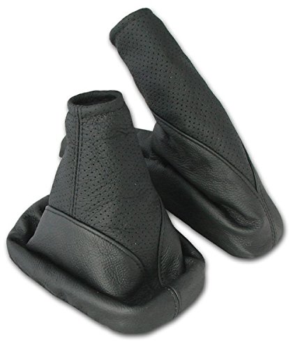 Intersale L&P A104-1 Set Cuffia Leva Cambio E Cuffia Freno A Mano - Opel Corsa C - Vera Pelle Nero Perforato