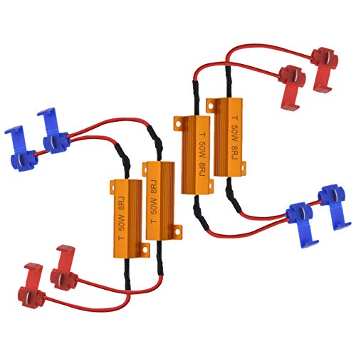 Natgic 4Pcs 50W 8Ohm Resistori Di Carico A Lampadina A Led Resistenza Di Carico Del Faro Antinebbia Decoder Led Indicatori Di Direzione Resistor (Sist