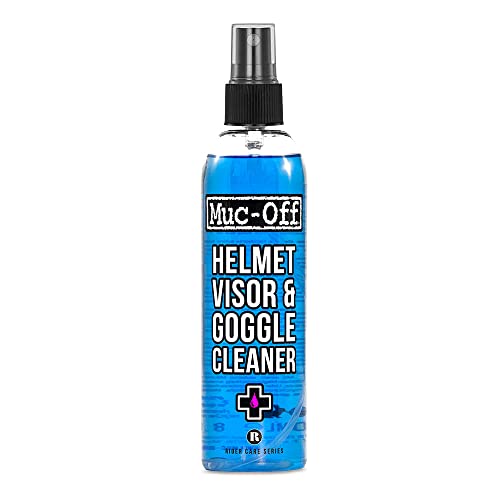 Muc-Off Pulisci Visiera Casco, Maschere E Occhiali, 250 Ml - Spray Detergente Per Casco E Occhiali Da Moto E Da Bicicletta Biodegradabile E Antibatter