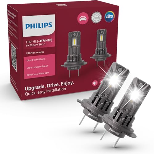 Philips Ultinon Access Led Lampadina Fari Auto (H7), Ultra-Compact Direct-Fit, +80%, 6.000K, Set Di 2