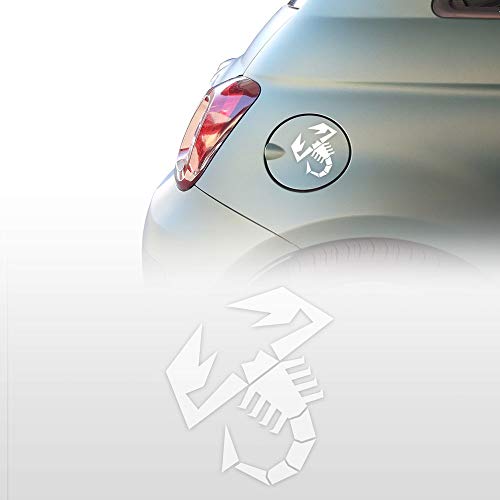 Quattroerre Adesivo Ufficiale Abarth Per Tappo Serbatoio Fiat 500 Abarth, Scorpione, 120 Mm (Bianco)