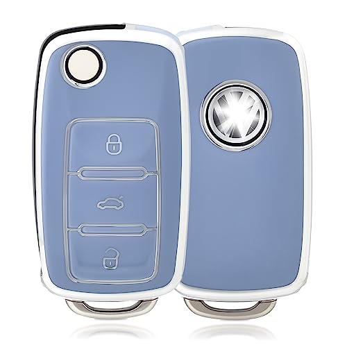 Offcurve Custodia Chiavi Auto Guscio Chiave, Cover Chiave Copri Chiavi Telecomando 3 Tasti Adatto Per Vw Volkswagen Polo Golf 4/5/6 Multivan T5 Caddy