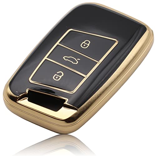 Foamo Custodia Per Chiave Auto Compatibile Con Vw Passat B8, Seat, Skoda Keyless Chiave Auto – Tpu – Custodia Protettiva Per Chiave Auto Nero