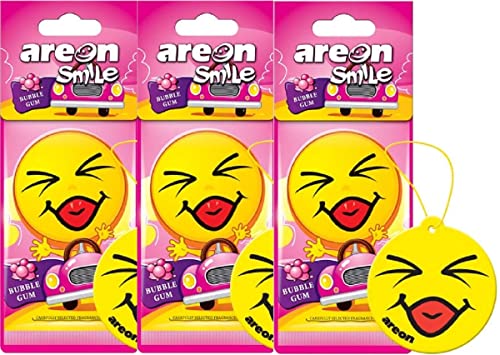 Areon Smile Deodorante Auto Bubble Gum Dolce Da Appendere Specchietto Retrovisore Divertenti Set 3