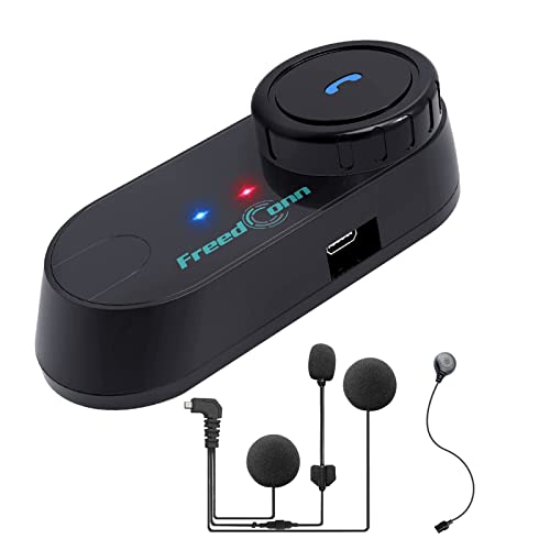 Freedconn Interfono Moto Con Radio Fm, Tcom-Vb Auricolare Bluetooth Per Casco Con Cancellazione Del Rumore Per Un 2-3 Motociclisti (Ip65/Con Microfono
