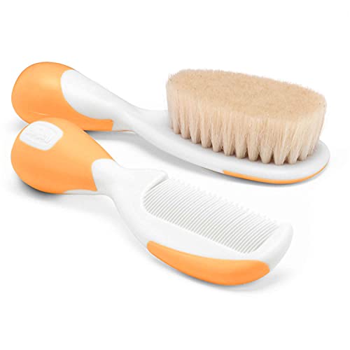 Chicco Set Spazzola E Pettine Capelli Per Bambini, Spazzola Neonati Con Morbide Setole Naturali, Pettine Con Punte Arrotondate, Impugnatura Antiscivol