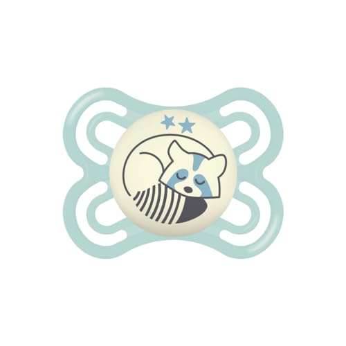 Mam Perfect Night Ciuccio Luminoso In Silicone Skinsoft Con Custodia Porta Succhietto, 2-6 Mesi, Azzurro