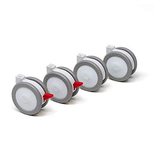 Foppapedretti 4 Ruote Nylon Gommate, Ricambio Per Lettini E Bagnetti, Piroettanti E Antigraffio, 2 Ruote Con Freno, Sostituzione Semplice, Rendono Age