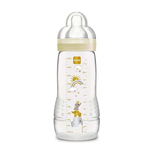 Mam Biberon Easy Active, Con Tettarella Misura 3, Ergonomico, 4+ Mesi, 330 Ml, Neutro