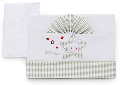 Italbaby 015.2010-0206 Completo Di Lenzuoline Ricamate Per Lettino 3 Pezzi Serie Little Star Avorio