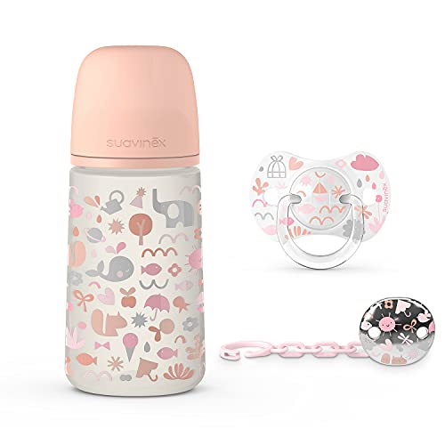 Suavinex, Set Nascita Sx Pro. 0-6 Mesi. Contiene Biberon Da 270 Ml + Succhietto Sx Pro + Catenella Porta Succhietto. Multicolore, 3 Prodotti