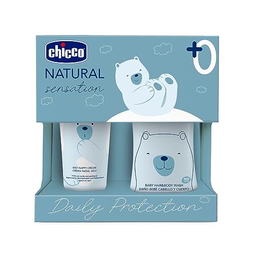 Chicco Set Cosmetico Natural Sensation Con Bagno Shampoo Senza Lacrime 200 Ml E Pasta Lenitiva 100 Ml Per Bambini, Set Cambio, Idea Regalo